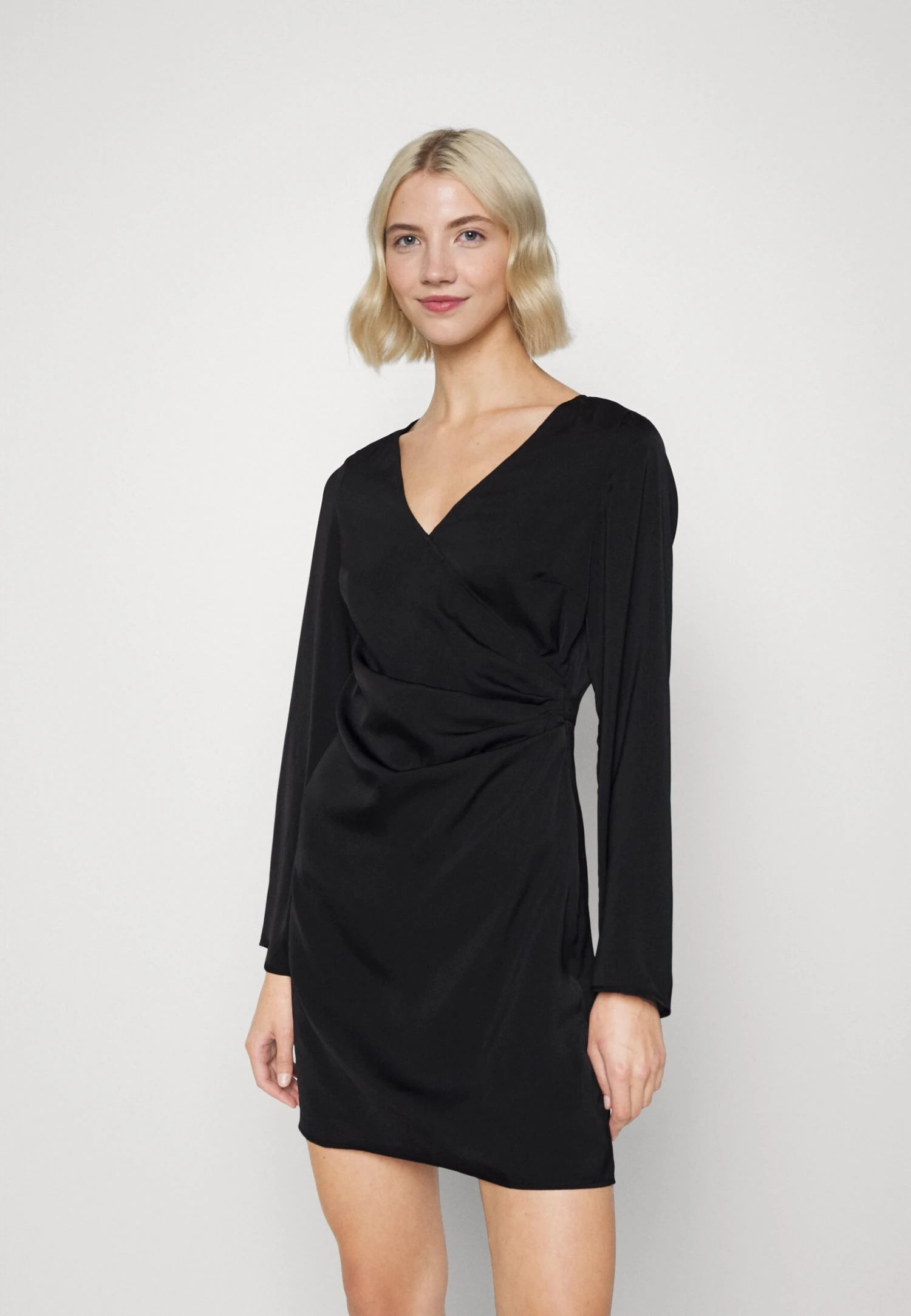 Even&Odd Woven Drape Mini Dress- Cocktailkjole - Black 3 Even&Odd Woven Drape Mini Dress- Cocktailkjole - Black