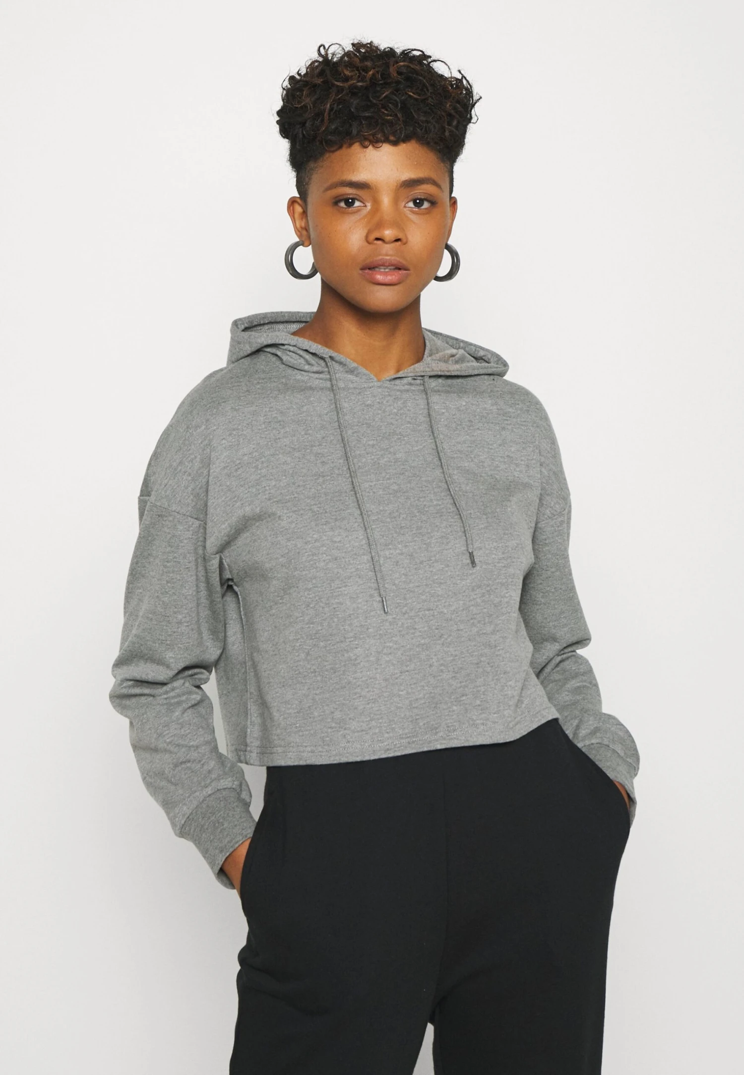 Even&Odd Basic - Cropped Oversized Hoodie - Hoodie - Mottled Grey 2 Even&Odd Basic - Cropped Oversized Hoodie - Hoodie - Mottled Grey