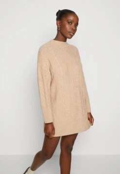 Even&Odd Perkin Ausschnitt Mini Strickkleid - Strikket Kjole - Tan