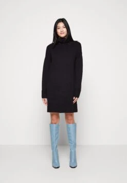 Even&Odd Rollkragen Mini Basic Strickkleid - Strikket Kjole - Black