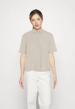 Even&Odd Linen-Mix Button Down Blouse - Skjorte - Beige