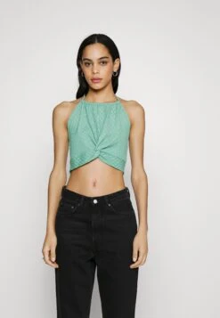 Even&Odd Wrinkle Halter- Topper - Dark Green