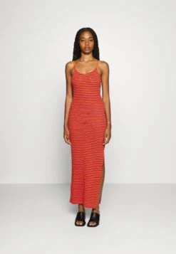 Even&Odd Midi Fake Bodycon Dress - Maxikjole - Orange/Pink/Black