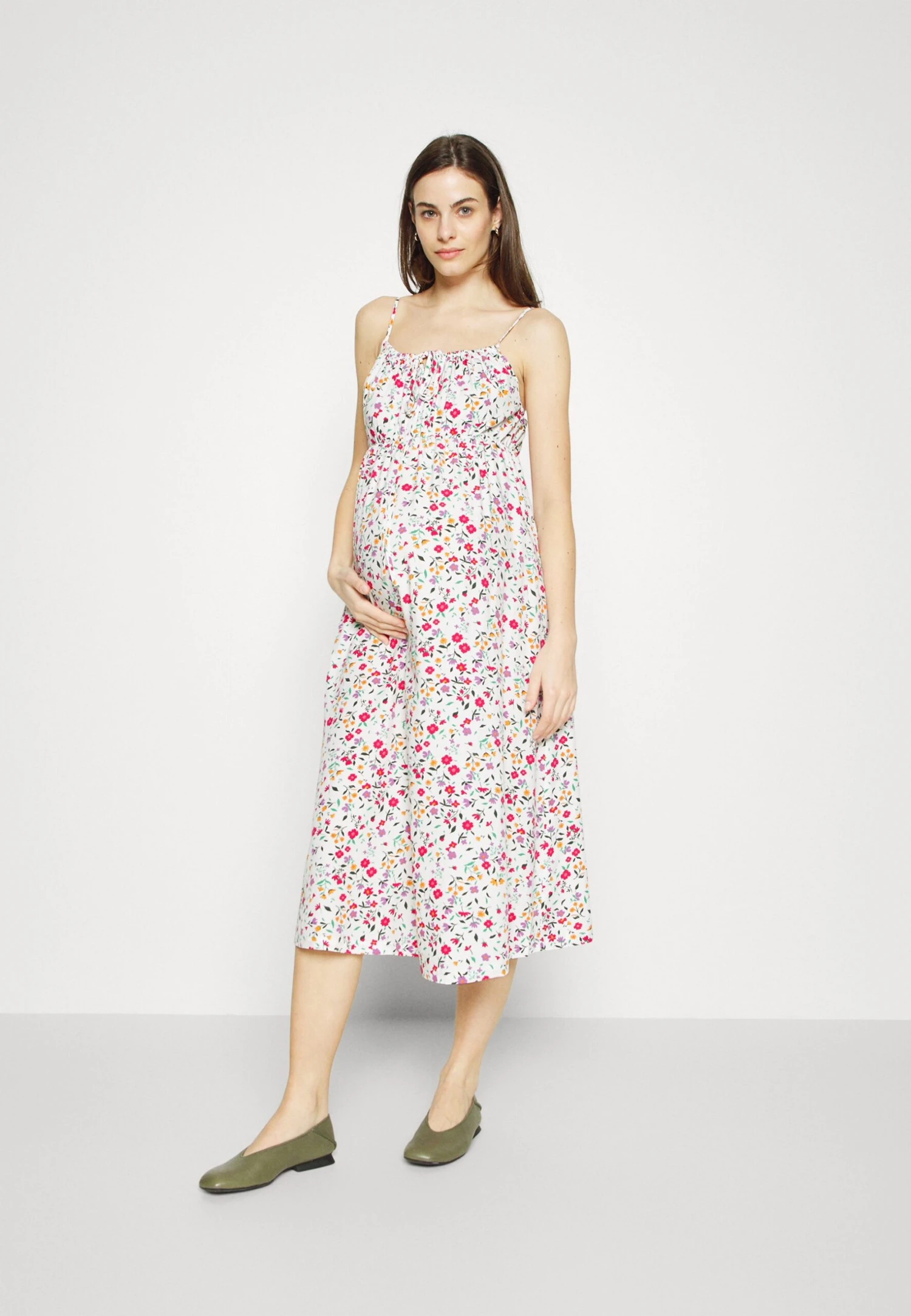 Woven_Mama_Midi Summer Dress- Jerseykjole - White/Yellow 3 Woven_Mama_Midi Summer Dress- Jerseykjole - White/Yellow