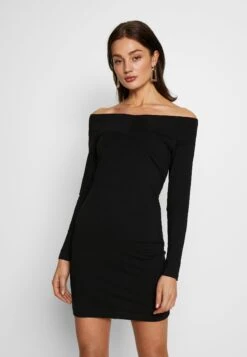 Even&Odd Basic - Off-Shoulder Mini Long Sleeves Dress - Etuikjole - Black