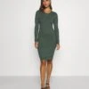 Even&Odd Crew Ausschnitt Ripp Basic Bodycon Mini Strickkleid - Etuikjole - Green -Fab Five Mote Butikk d7a7e10c4d3443b3bfc9cce4375866e3