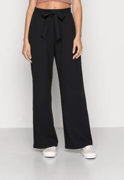 Even&Odd Belt Detail Wide Leg Pants - Bukse - Black