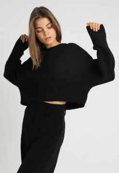 Even&Odd Cropped Jumper - Strikkegenser - Black